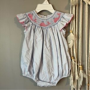 Edgehill Collection Smocked Whale Bubble Romper